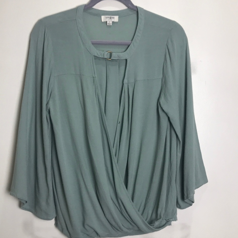 Umgee size medium sage green wrap blouse